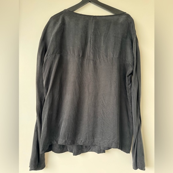 Armani Vegan Silk Pleated Top in Black - Picture 6 of 9